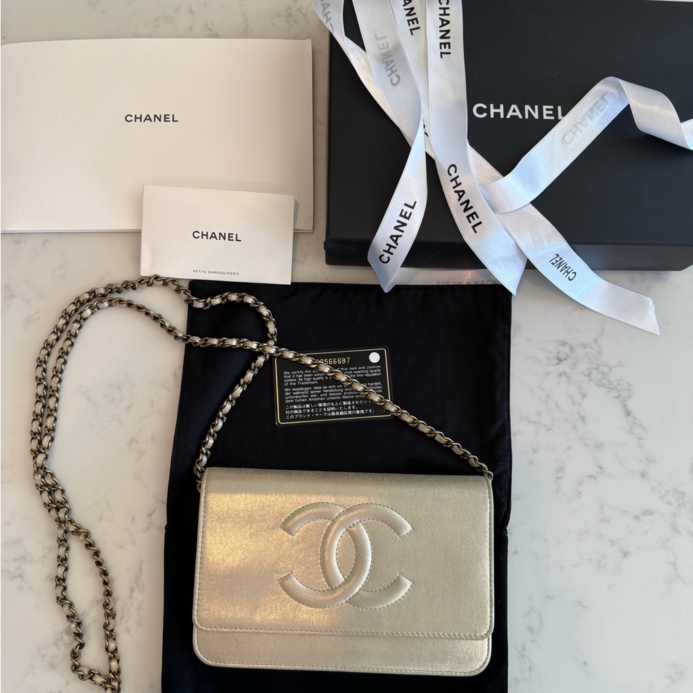 Chanel Champagne Wallet on Chain